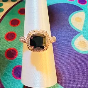 Bomb Party Ring RG89866 Standing in The Spotlight Black Onyx CZ Rose Gold platng